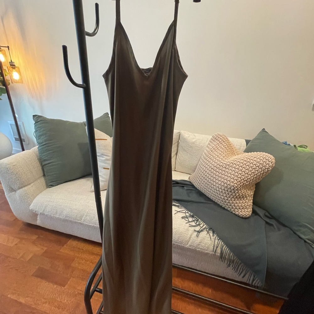 AllSaints Slip dress V Neck SM Olive Green